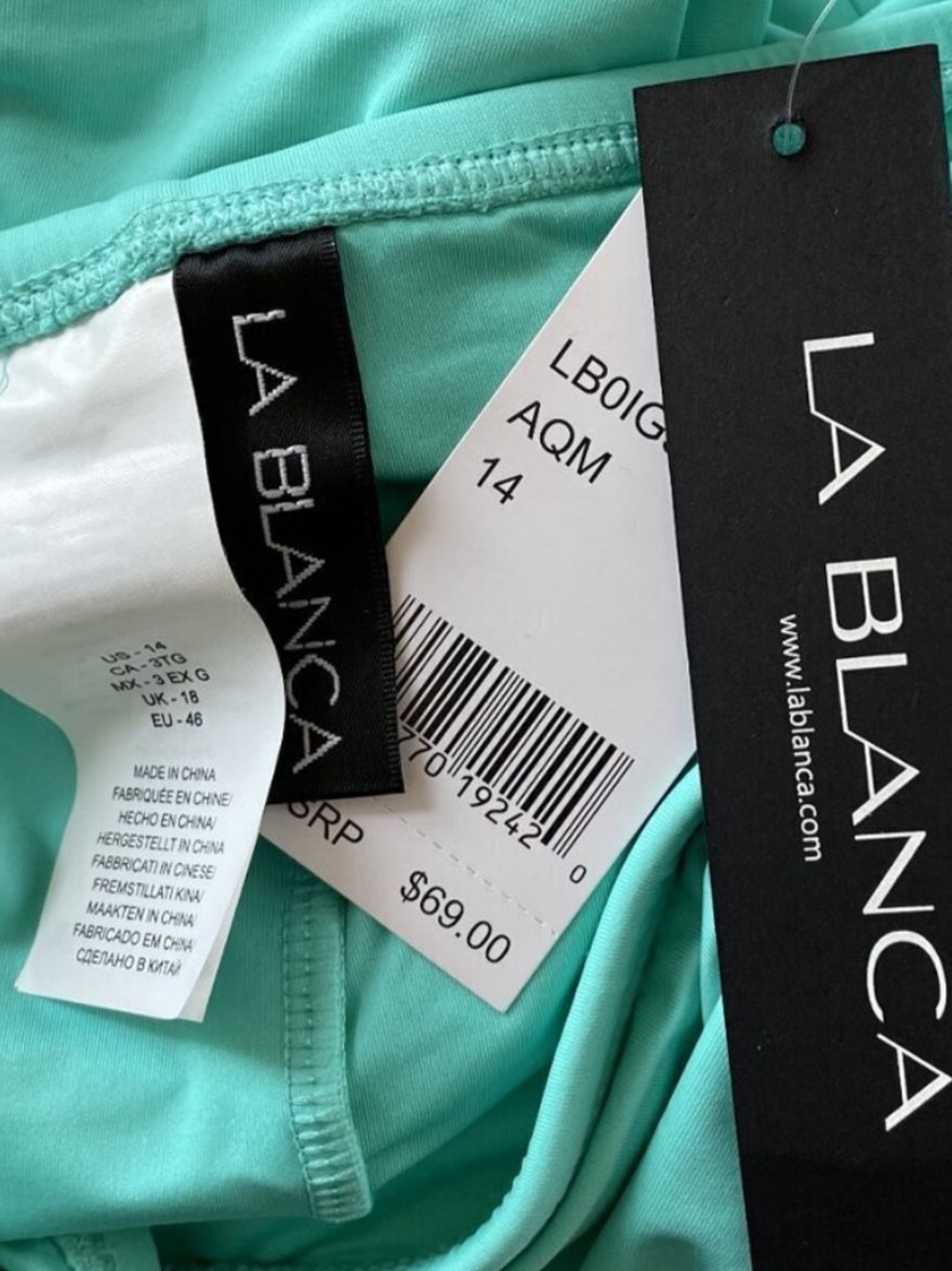 La Blanca Island Goddess Aquamarine Swim Skirt, Size 14, NWT - Picture 2 of 2